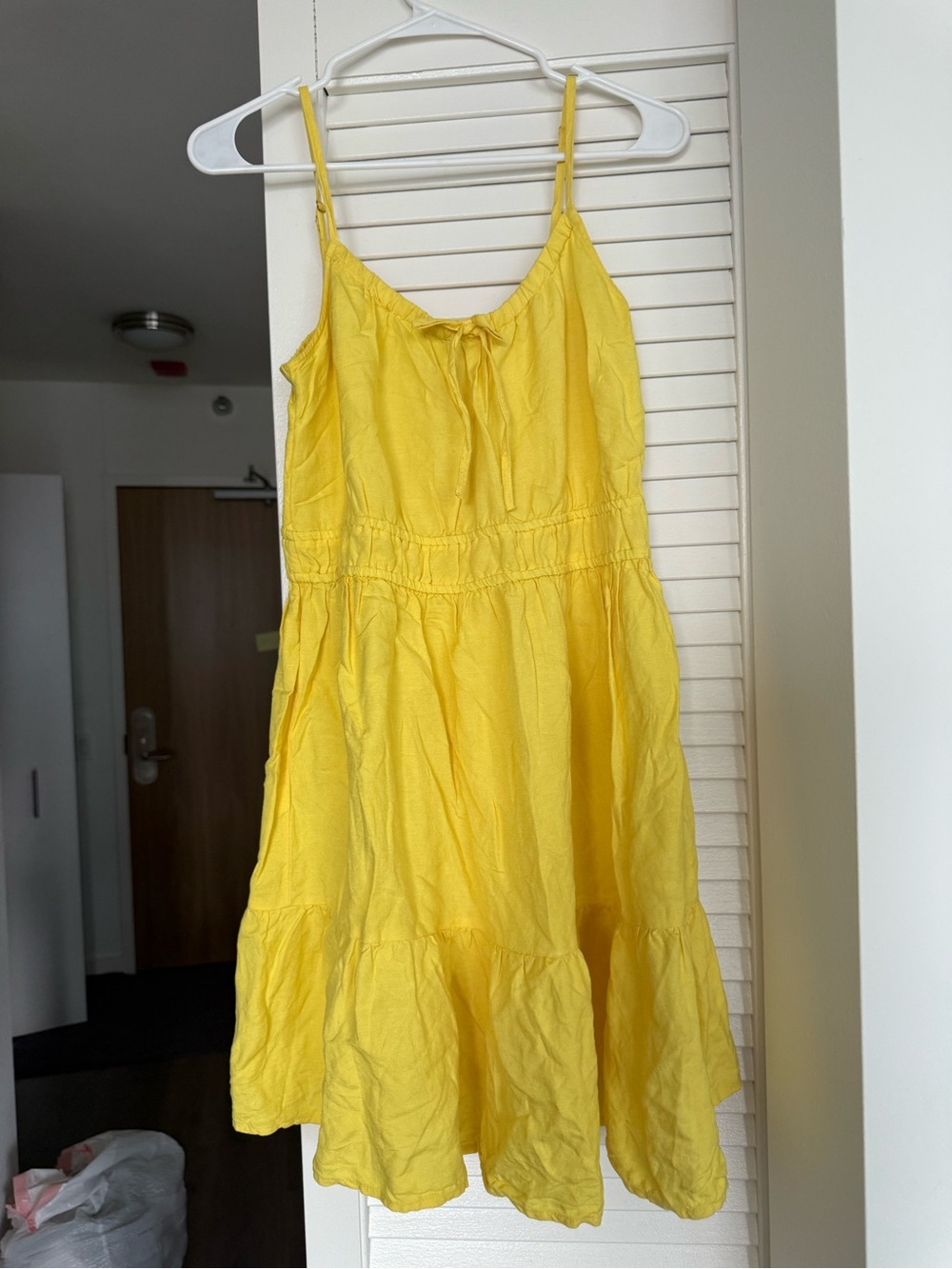 Ann Taylor Bright Yellow Spaghetti-Strap Tiered Mini Dress